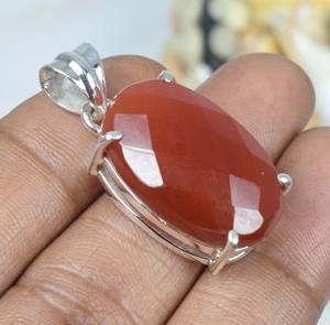 คอลเลกชันที่ทันสมัย925ทึบเงินสเตอร์ลิงจี้ดีเสน่ห์พลอยคาร์เนเลียนสีแดงแท้รูปไข่ตัดง่าม - Product Image 3