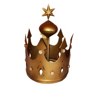 <b>Gold</b> Finished Metal Crown Star Design Crystal Pattern <b>Cake</b> Topper for Table <b>Top</b> Decoration Wedding Party Holiday Decor - Product Image 3