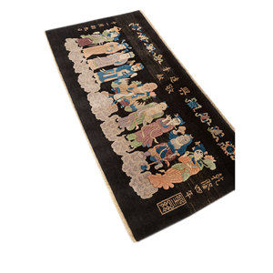 Tapis en laine noué à la main Pechino gris et noir, design abstrait rectangulaire original pour la maison, le couloir et le salon, modèle Pae-4993 - Product Image 2