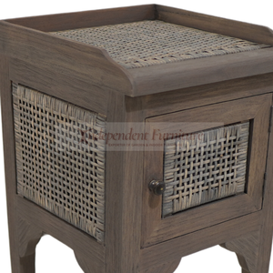 Classic Storage Traditional Drawer Solid Mahogany Wood <b>Bedside</b> Table <b>Tall</b> Nightstand <b>Cabinet</b> Woven Furniture Bedroom Living Room - Product Image 4