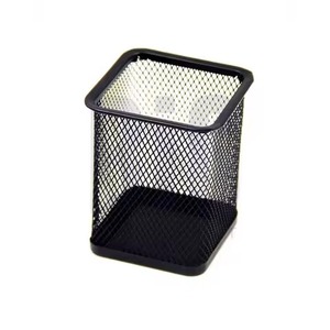 Black Rectangle Shape Metal <b>Pen</b> Holder Stylish Desk <b>Organizer</b> Stationery Stand for Home Office Use - Product Image 1