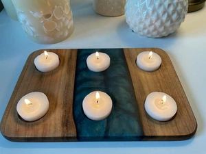 Modern Wooden and <b>Resin</b> <b>Epoxy</b> Candle Holder for Home, Hotel, and Spa Ambiance - Product Image 3