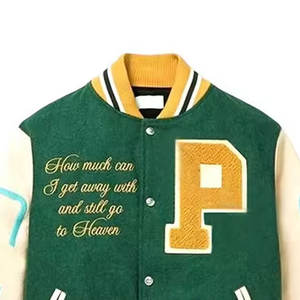 2024 OEM nueva moda al aire libre hombres Streetwear cuero Patchwork Crop Varsity chaqueta precio razonable alta calidad - Product Image 3