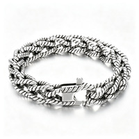 Bracelet chaîne gourmette vintage pour homme en acier titane, finition argent vieilli, maillons cubains épais, idéal pour le streetwear – Fournisseur d'usine