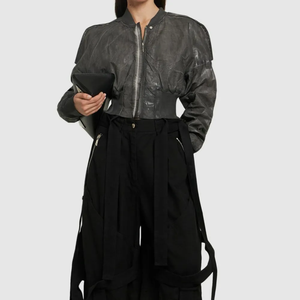 Custom Winter Double Zipper Cargo Pockets <b>Zip</b> <b>up</b> Acid Washed Vintage Jacket for <b>Men</b> - Product Image 2