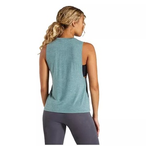 Haute qualité personnalisé femmes sport débardeur séchage rapide mince respirant tricoté tissu Fitness course sans manches plumes - Product Image 4