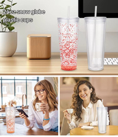 Gobelet à paillettes DIY de 24 oz, double paroi en acrylique, avec paille, pré-percé, vente en gros