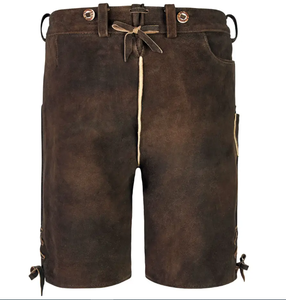 Authentic Bavarian Lederhosen for <b>Men</b> Traditional <b>Brown</b> Goat Leather <b>Shorts</b> with Custom Embroidered Design Oktoberfest Attire - Product Image 2