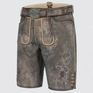 Wholesale High Street Fashion Bavarian Lederhosen <b>Shorts</b> for Men New Style Solid Pattern Breathable Canvas High Quality Best - Product Image 4