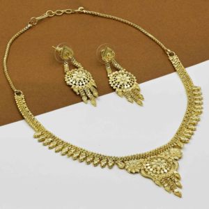 Vente en gros de bijoux indiens de conception florale traditionnelle en plaqué or micro 14K 18K 24K, ensemble de bijoux de formation en or en laiton. - Product Image 1