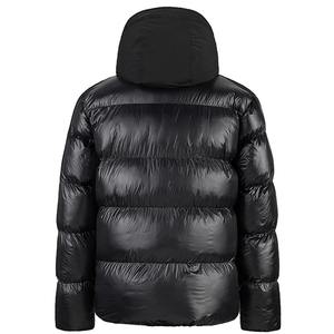 Vestes d'hiver chaudes en nylon brillant pour hommes, manteaux à capuche rembourrés à bulles noires, grande taille, avec décoration de poche - Product Image 3