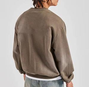 Sudadera de Estilo Vintage, Tejido French Terry, Lavado Ácido, Desgastada, Cuello Redondo, Talla Grande - Product Image 1