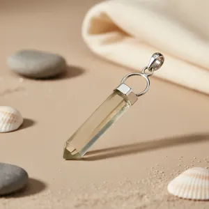 Colgante de Cristal de Cuarzo Transparente, Plata 925, Minimalista, con Colgante Solitario, Unisex, para Uso Diario, Estilo Bohemio, Regalo - Product Image 2
