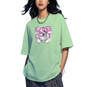 Camiseta de Manga Corta con Cuello Redondo, Estilo Casual para Mujer, con Letra Personalizada Estampada, Verano, 100% Algodón, Tejido Transpirable Antiarrugas - Product Image 1