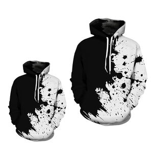 Sudadera con capucha de sublimación cálida de invierno informal para hombre, productos superiores hechos a medida con cuello con capucha de patrón blanco y negro sólido - Product Image 5