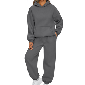 Chándal de Invierno Personalizado para Mujer, Ropa Deportiva Urbana, Hombros Caídos, Felpa de Algodón Ecológica, Cortavientos, con Dos Bolsillos Laterales y Capucha RSW - Product Image 3