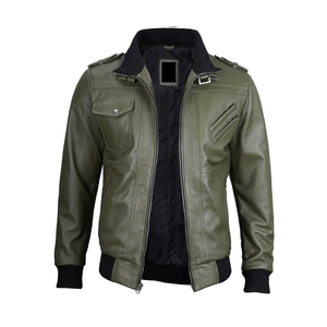 Chaqueta de Cuero Vacuno de Color Sólido para Hombre, Diseño Personalizado, Cuello Alto, Impermeable, Reversible, Estilo Urbano para Invierno, Venta al Por Mayor - Product Image 4
