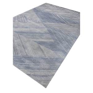 Alfombra Azul Azalea Anudada a Mano de Lana y Seda de Bambú con Patrón Geométrico y Abstracto para el Hogar o la Habitación de Adolescentes Modelo AKWB-1345 - Product Image 2