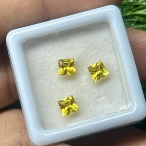 Lab Created Princess Cut Yellow Sapphire Square Shape 4*4MM para anillos y colgantes - Product Image 3