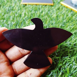 Vente en gros, cristal sculpté à la main, poli oiseau image pierre noire Agate - Product Image 3