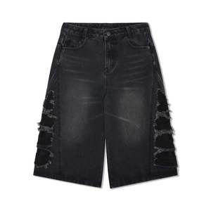 Pantalones Cortos de Mezclilla Rotos de Cintura Alta para Hombre, Estilo Casual, Estampado Digital, Tejido de Algodón Transpirable, Cintura Elástica, Secado Rápido, 180g - Product Image 6