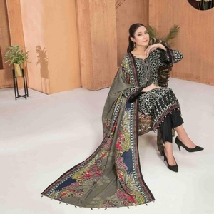 ผ้าลินินปากีสถานที่มีตราสินค้าชั้นนำ3ชิ้น salwar kameez สำหรับสาวๆการออกแบบแฟชั่นแบบดั้งเดิมพร้อมการปักลาย tawakkal - Product Image 4