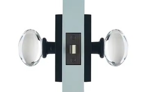 Bouton de porte contemporain noir avec verre transparent Poignée ronde design pour portes intérieures en bois Quincaillerie décorative pour bureau à domicile - Product Image 5