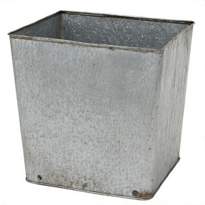 Maceta galvanizada redonda FadedTin para exhibición de flores y hierbas para jardín doméstico Maceta de metal antiguo para uso decorativo - Product Image 4