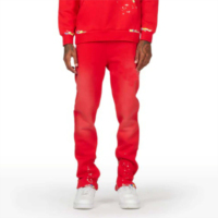 Ensemble de survêtement streetwear respirant et épais, personnalisé, avec pantalon évasé et sweat à capuche unisexe, en coton 100% de haute qualité, style jogger empilé