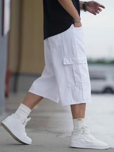 <b>Men's</b> Casual Styled Straight Leg Blue Denim <b>Shorts</b> High Quality 100% Cotton Pure <b>White</b> Base Colored Wash Stretch Hot <b>Shorts</b> - Product Image 3