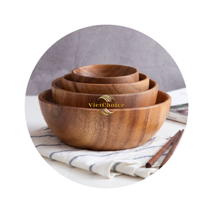 Bols à salade en bois d'acacia jetables écologiques faits à la main VietChoice, personnalisables en vrac pour les fêtes - Product Image 5