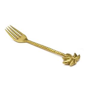 Stainless Steel Brass Metal Branch Shape Gold Plated Handle Salad Server set 2 Luxury Style Cutlery <b>Flatware</b> - Product Image 5