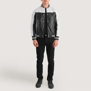 Chaqueta Varsity de Piel de Oveja Vintage, Impermeable, Bordada, Tallas XS y XL - Product Image 3