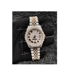 Branded Fully Iced Out Luxury Vvs Moissanite Diamond Watch Stainless Steel Luxury Diamond Watches For Men Women