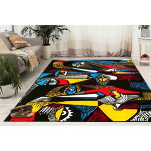 Surreal Faces <b>Chenille</b> <b>Rug</b>: Modern Art Decor, Printed <b>Rug</b>,Nonwoven Soft <b>Rug</b> - Product Image 4