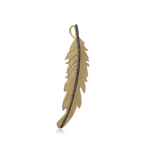 Diamant naturel jaune/Rose/oxydé 925 argent fait à la main en forme de plume pendentif bijoux fins en gros - Product Image 3