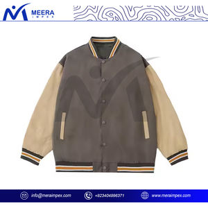 OEM Nueva llegada Color gris sólido con manga Beige Varsity Jacket Logotipo personalizado Tela transpirable Tallas grandes Chaqueta de invierno para los hombres - Product Image 2