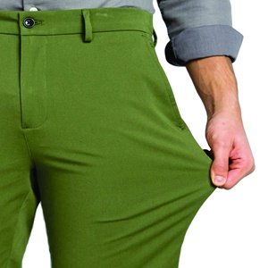 Estilo de EE. UU. Pantalones rectos ajustados para hombre Chinos Bordado personalizado Hombre Pantalones chinos de sarga de algodón - Product Image 2