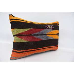 Multicolor 16x24 Inch Wool Kilim Patchwork Pillow Exquisite Vintage & <b>Fluffy</b> Patterned Decorative <b>Cushion</b> Woven Technique - Product Image 3