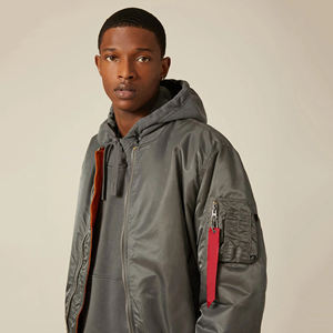 Veste bomber de style sportif grise à fermeture éclair à manches longues Veste bomber de course pour homme Veste de course de la meilleure qualité - Product Image 4