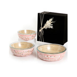 Ensemble de 3 bols de service en bois et verre Vaisselle élégante pour mariages événements Resorts et cuisine - Product Image 5