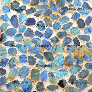 Tranche de labradorite naturelle de feu bleu pendentif de pierres précieuses galvanisées pendentif en cristal poli bijoux de forme naturelle plaqués or - Product Image 5
