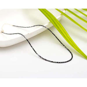 Collier en argent 925 avec perles cubiques de 1,5 à 2,5 mm, motif géométrique fantaisie à facettes, 16 pouces, diamant noir - Product Image 4