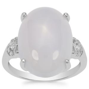 Anillo de Calcedonia Turca en Plata de Ley Chapada en Rodio con Circonita Blanca de 12 Quilates, Joyería Fina Geométrica - Product Image 1