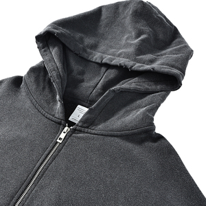 Vente en gros Sweats à capuche de haute qualité en coton éponge épais avec fermeture éclair pour hommes Acid Wash Oversized Fleece Zip Up Fit Boxy Hoodies - Product Image 3
