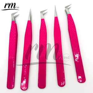 Pinzas para extensiones de pestañas con punta de plata recubierta de polvo rosa oscuro RMI, pinzas para abalorios de Material de acero inoxidable sostenible - Product Image 5