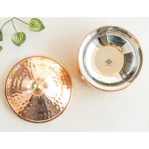 Mughlai Handi with Luxury Steel and <b>Copper</b> Finish Serveware with Lid and Brass <b>Knob</b> - Product Image 5