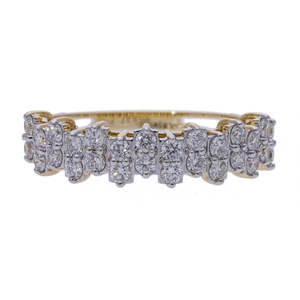 Elegant Women's 14K Yellow <b>Gold</b> Rhodium Plated Classic Multi-Row Wedding Band Natural Brilliant Cut Diamond <b>Ring</b> Prong <b>Set</b> - Product Image 1