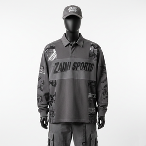 Camiseta de Rugby para Hombre, Tela Premium de Poliéster y Elastano, 220 GSM, Diseño de Paneles Grises, Impresión por Sublimación, Logotipo Personalizado, Absorbe la Humedad - Product Image 6