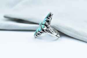 Handmade <b>Turquoise</b> and Sterling Silver Adjustable <b>Ring</b> - Statement Cluster <b>Ring</b> for Women - Product Image 3